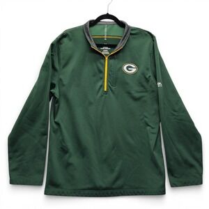 Majestic Green Bay Packers Cool Base 1/4 Zip Pullover Men XL G Patch Long Sleeve